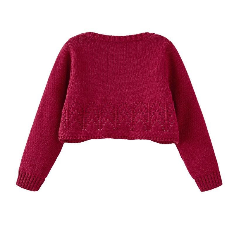 女童外搭开衫秋冬款宝宝婴儿白色纯棉短款加绒毛衣针织小披肩外套