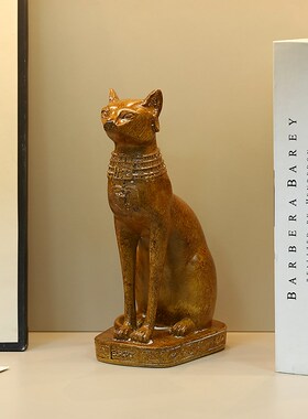创意古埃及猫咪摆件招财猫装饰品家居客厅书房酒柜复古摆设工艺品
