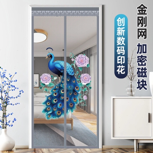 数码 磁性纱门纱窗粘贴加密卧室家用 印花金刚网防蚊门帘夏季 新款