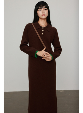 WITTYFOX蓬松柔软撞色氛围感牦牛绒羊毛针织polo衫毛衣半身裙套装