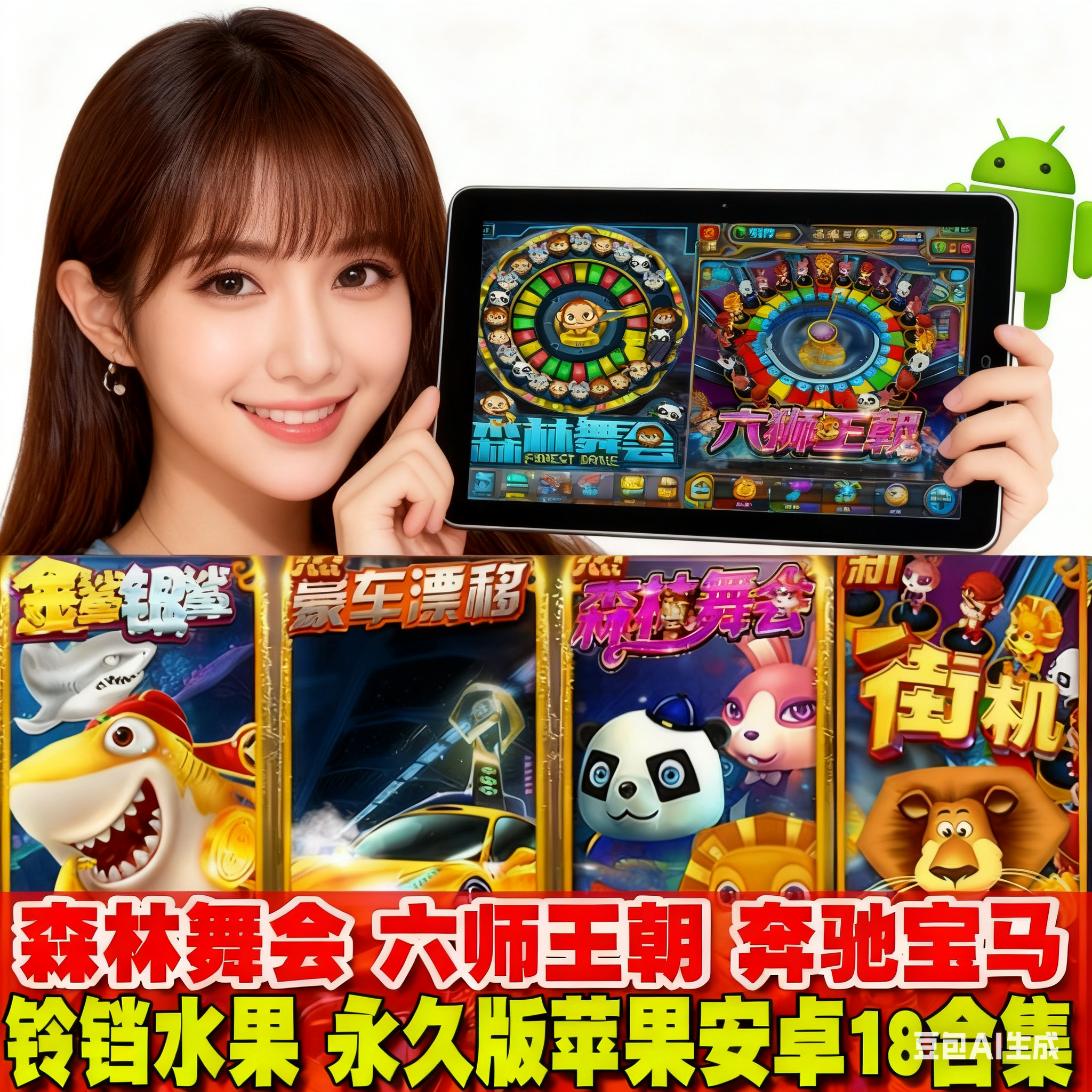 安卓苹果森林舞会六狮王朝水浒传水果满贯奔驰宝马18合集仅退款