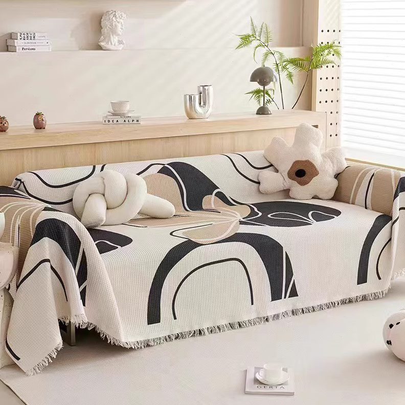 1罩坐组合四人2沙发巾盖布皮沙发垫套+直排盖毯位+三4四季通用3米