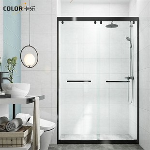西安淋浴房整体卫生间玻璃门浴室干湿分离隔N断简易一字型浴屏家