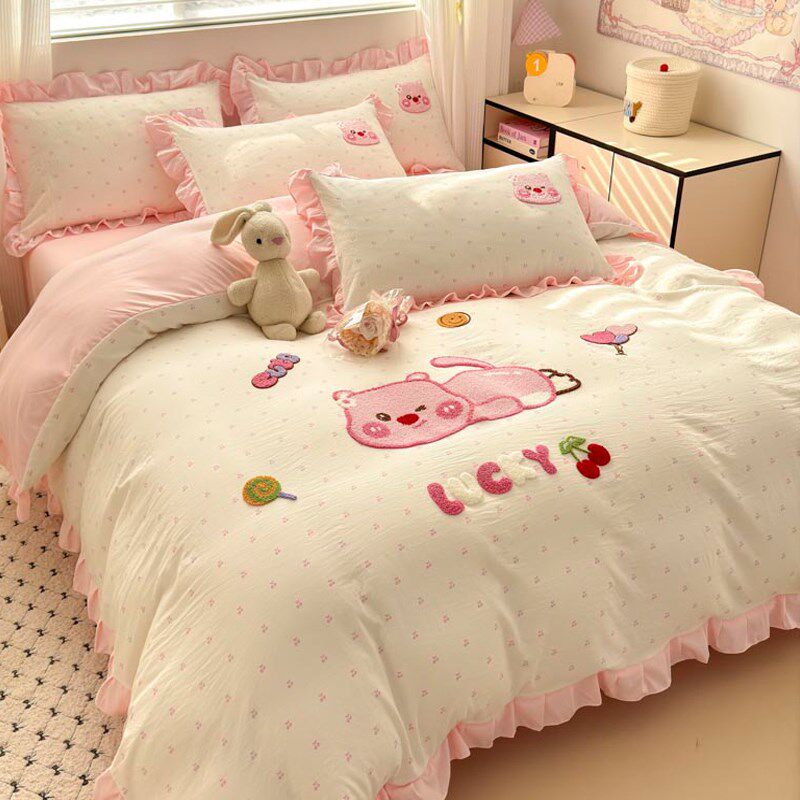 可爱露比床上四件套n非全棉纯棉卡通被套床单人学生宿舍三件套床