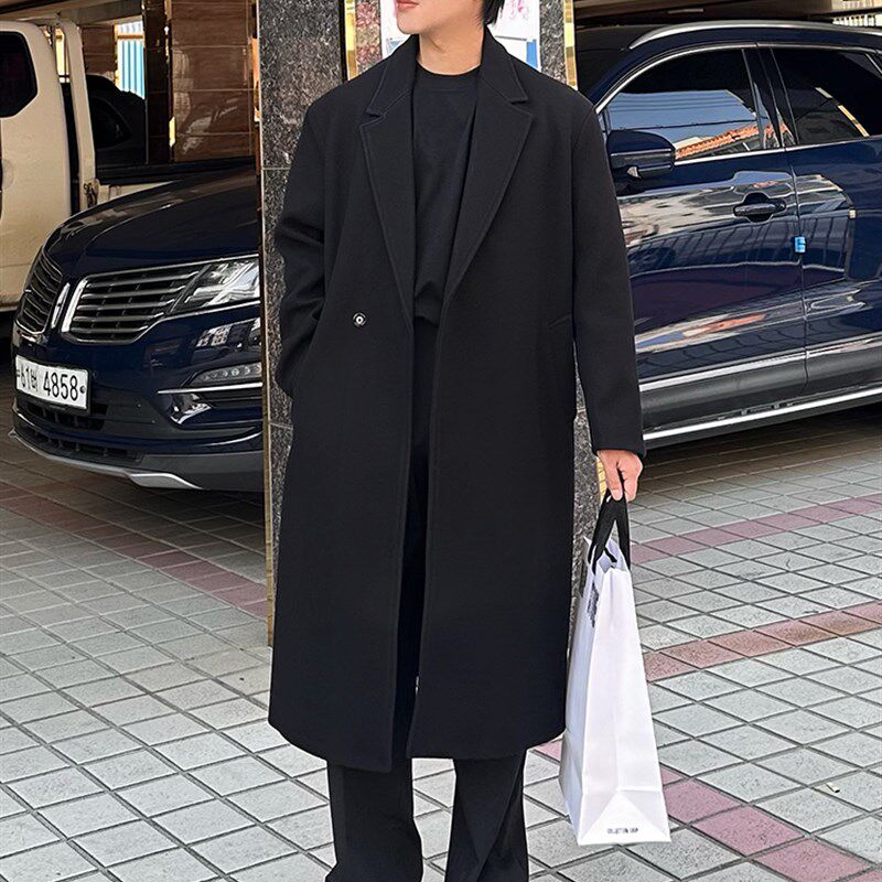秋冬新款男士大衣中长款高级感毛呢大衣男士韩版风衣男英伦风外衣