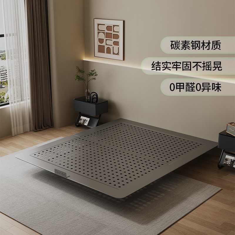 2025新款碳素钢悬q浮床架小户型无靠背床省空间环保主卧双人