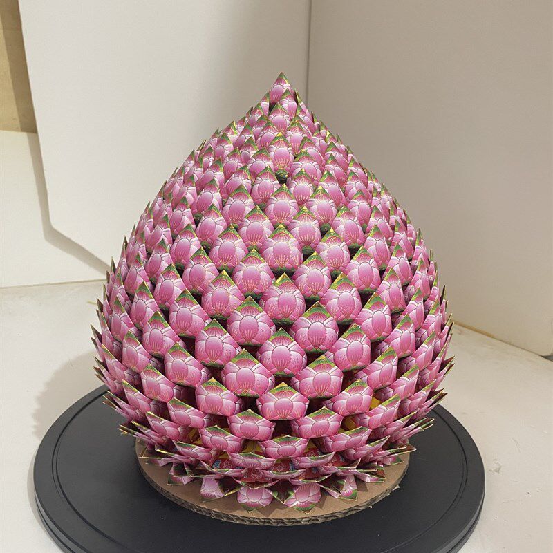 33*28 彩色金纸 特色工艺品 手工折纸品 文化Q用品蓮花菠萝成品1