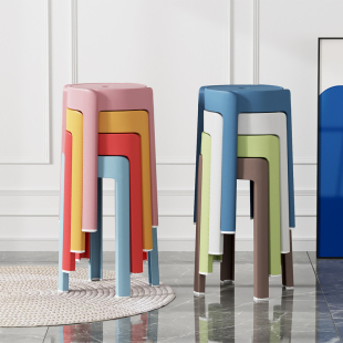 家用圆塑料凳子可叠放加厚红塑胶凳简易商用摆摊特厚X成人风车高