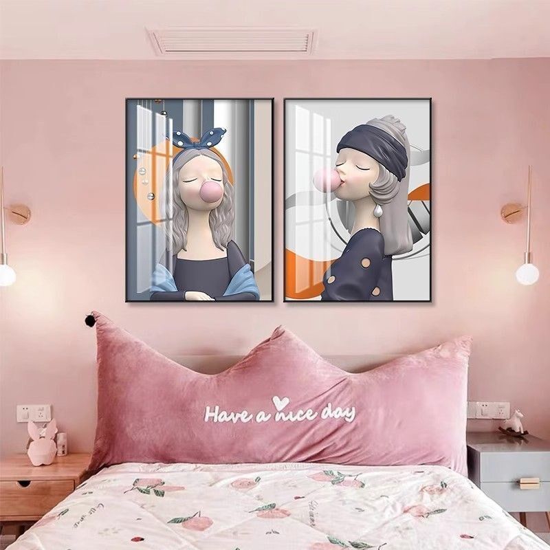 儿童房装饰画女孩房间布置挂画少女卧室画床头背景墙画温馨墙壁画