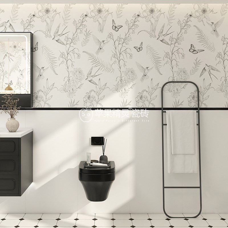 广东60x120花砖厨房化妆室瓷砖阳台地砖法式风浴室柔光壁砖彷古砖