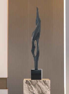 抽象艺术入户玄关柜壁龛竖高装饰品摆件客厅高级小众意式极简雕塑