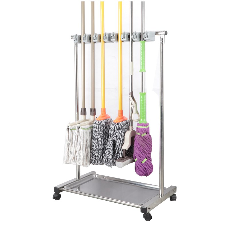 不锈钢可移动拖把架子落地式扫把拖布墩布架阳台置物清洁工具收纳