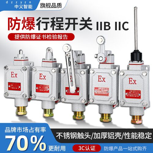 防爆行程开关限位开关DLXKLX5-15B5d脚踏双踏柱塞lx5-D滚轮EX摇臂