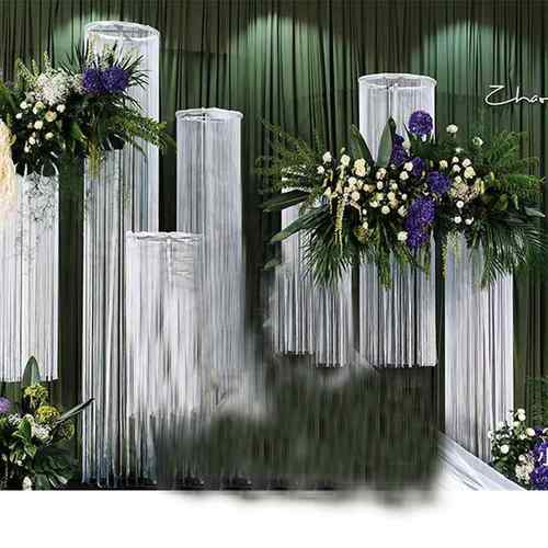 婚庆铁艺道具线帘圆环伸缩铁架珠帘珍珠装饰舞台路引升降架子定制