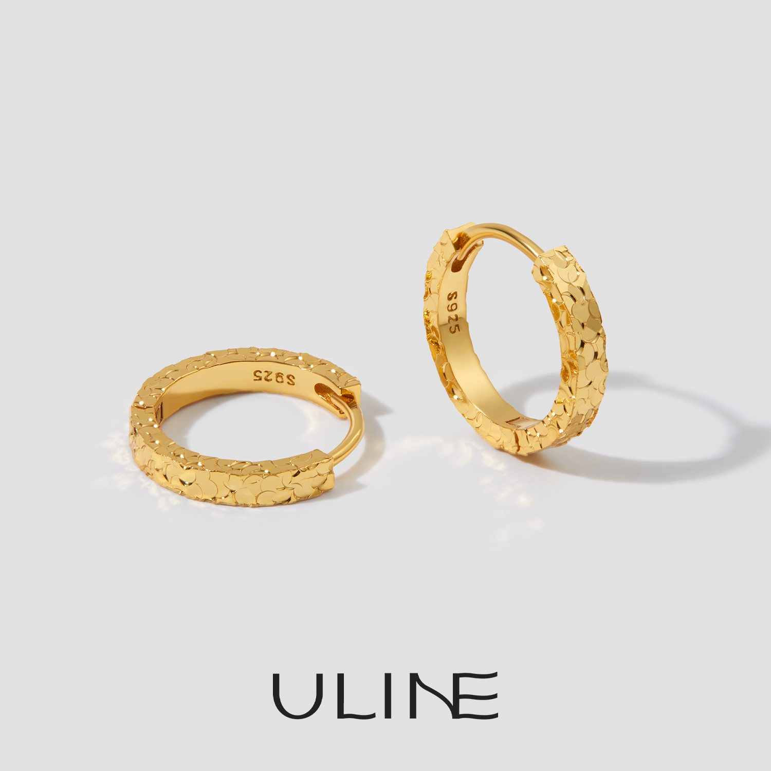 ULINE925纯银碎冰冰耳环银饰耳圈