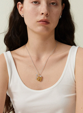 暮后之地夏夜诗篇系列鎏金爱心红珐琅镂空吊坠项链