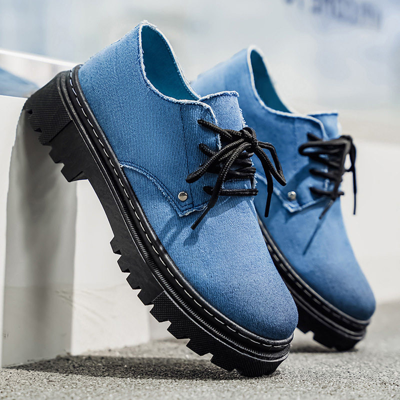 2026春季新款男鞋牛仔布面时尚潮流鞋子青年休闲单鞋英伦风工装鞋,流行男鞋,工装鞋,淘宝优惠券,粉丝福利购,淘宝优惠卷