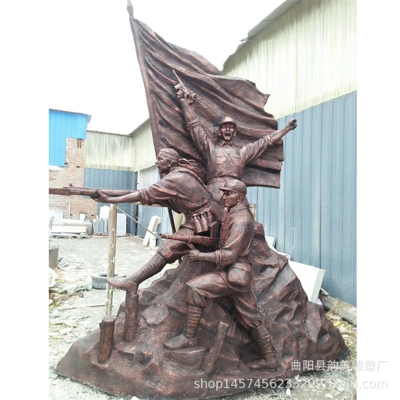 八路玻璃钢仿铜人物雕塑树脂景观摆件广场公园装饰品