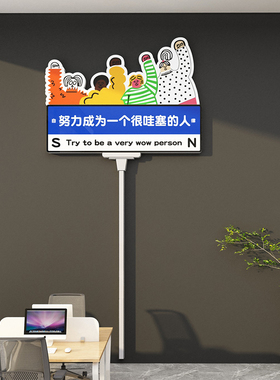 办公室墙面装饰h贴画氛围高级感企业文化公司励志R标语背景布置61