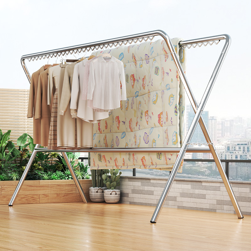 钢管晾衣架折叠落地室内家用卧室阳台室外凉衣杆式晒被子神器架子