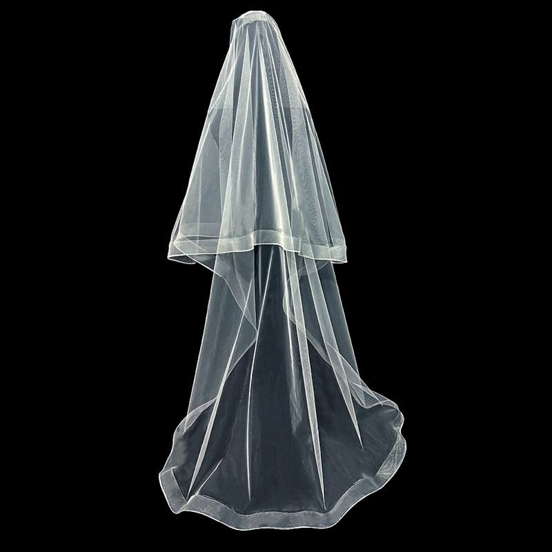 超仙森系新娘结婚主婚纱头纱复古齐地蓬蓬白色头纱婚礼拍摄道具