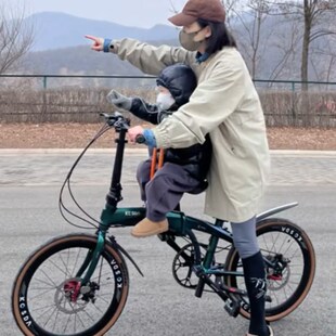 网红亲子折叠自行车带小孩母子车A22寸单车超轻代步便携男女款 遛