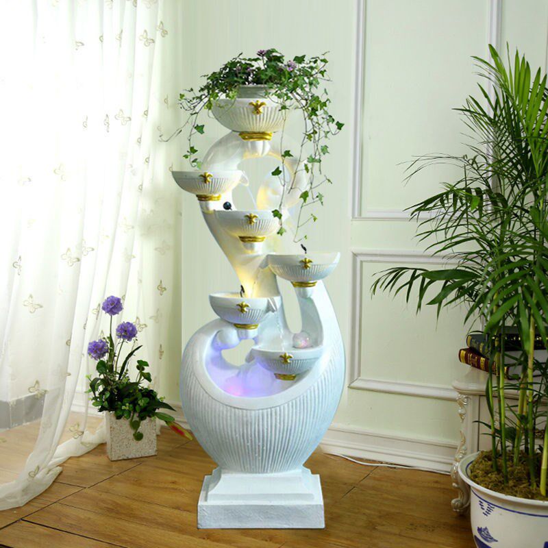 欧式流水喷泉客厅新居装饰品摆件创意礼J品加湿器财源滚滚落地摆