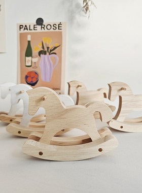 实木小木马桌面摆件创意儿童玩具可爱装饰品摇S摇马送礼日常动物