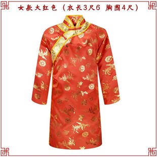 寿衣厂家殡葬用品大长袍子旗袍丝绸E烫金男女款 寿衣单长