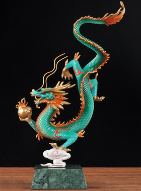 彩铜招财龙摆件中式风水生肖龙摆设家居客厅O电视柜酒柜玄关装饰