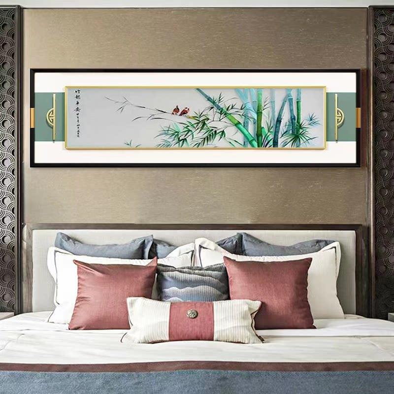 新中式卧室装饰画床头背景墙挂画轻奢高级感饭厅壁画茶室书房壁画