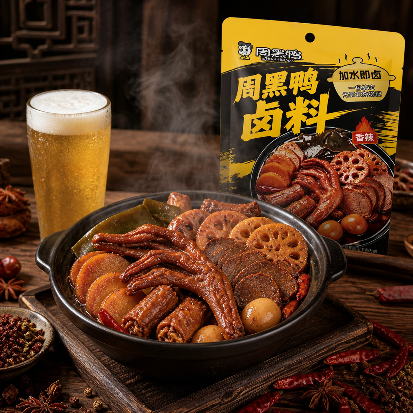 周黑鸭卤料包128g黑鸭风味调味料加水即卤过年卤菜火锅麻辣烫串串