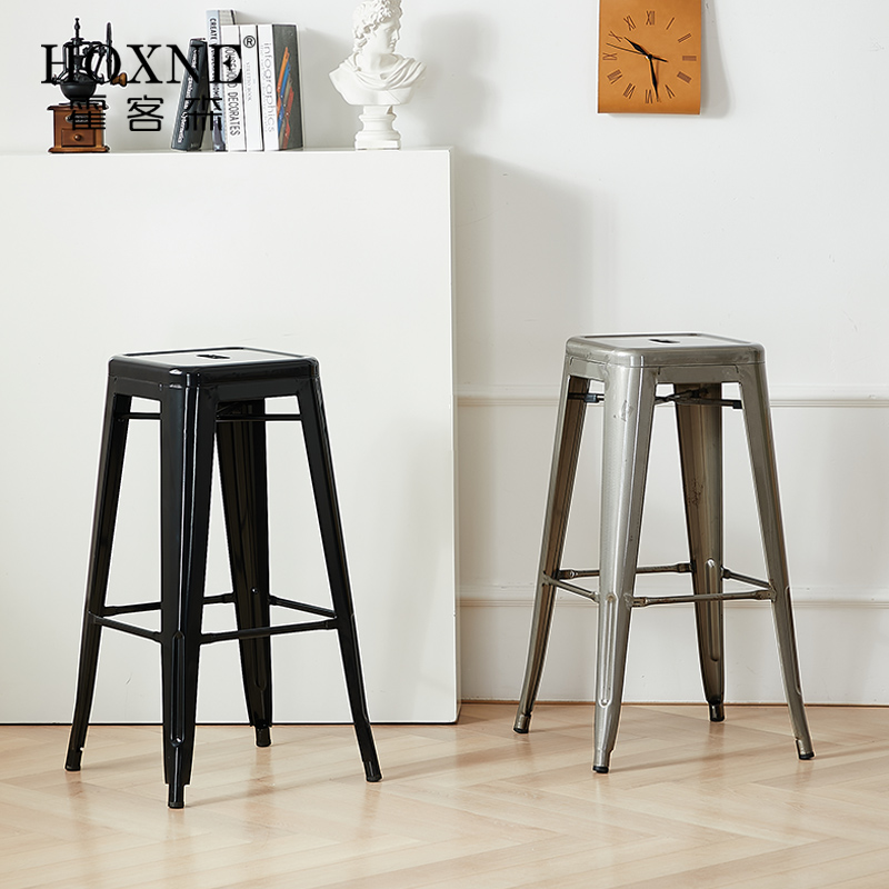 霍客森定制凳子金属方凳矮吧椅红色黑色时尚简约吧凳65CM餐厅凳子