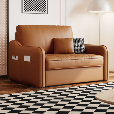 真皮沙发床单人多功能可折叠小户型阳台沙发客厅2025新款可以当床