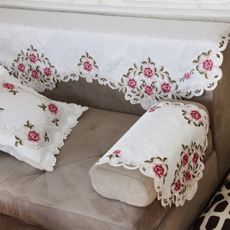 沙发巾沙发靠背巾布艺后背巾扶手巾沙发套欧式盖巾蕾丝防尘靠垫巾