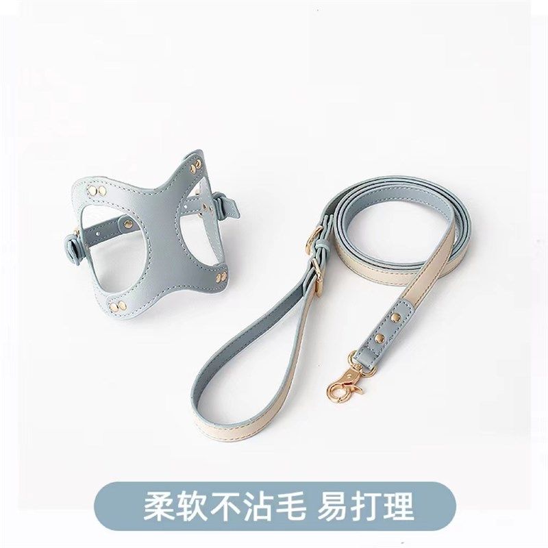 狗狗牵引绳背心式小型犬遛狗绳子宠物胸背带中型皮革狗链泰迪博美