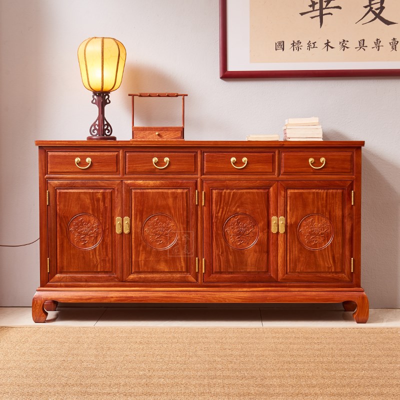 东阳红木家具明式缅甸花梨木餐边柜餐厅柜大果紫檀红木茶水储物柜