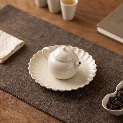 三点水草木灰中式陶瓷壶承干泡茶台功夫茶具家用复古茶点盘茶承台