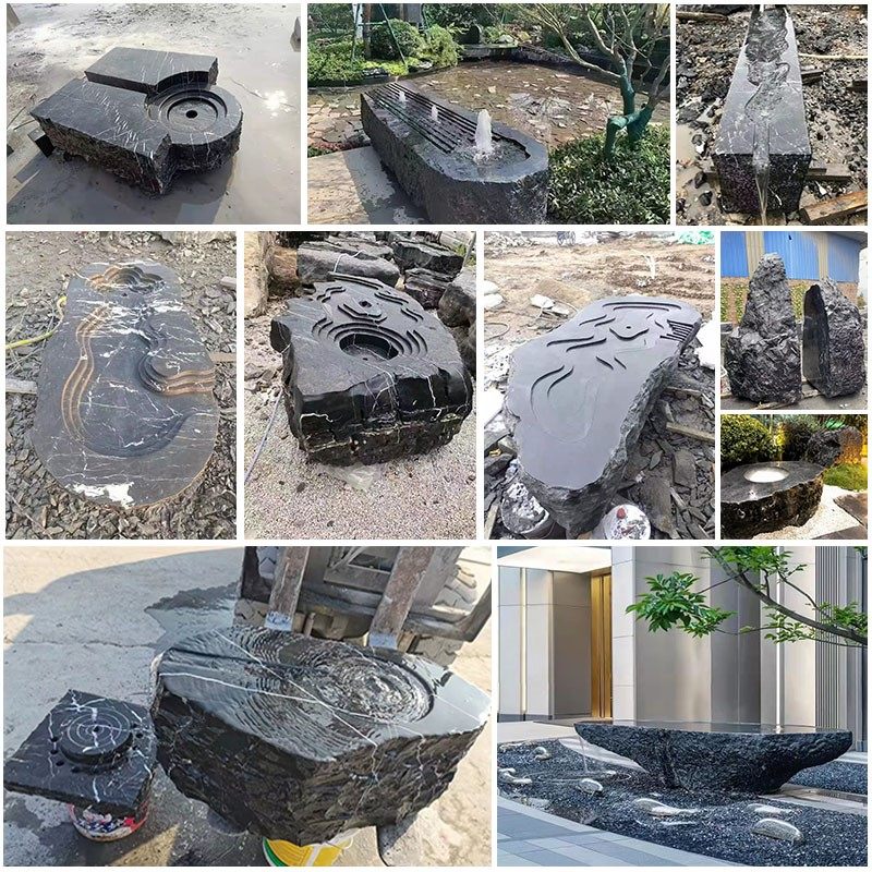 天然原石黑山石假山英德石园林风景观赏英石大型造景庭院山水黑石