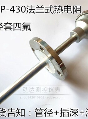 WZP-430/431法兰式热电阻四氟PT100热电阻DN25法兰测温探头热电偶