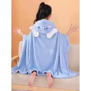 儿童浴巾男孩洗澡可穿式宝宝男女童带帽斗篷浴袍加厚吸水速干浴巾