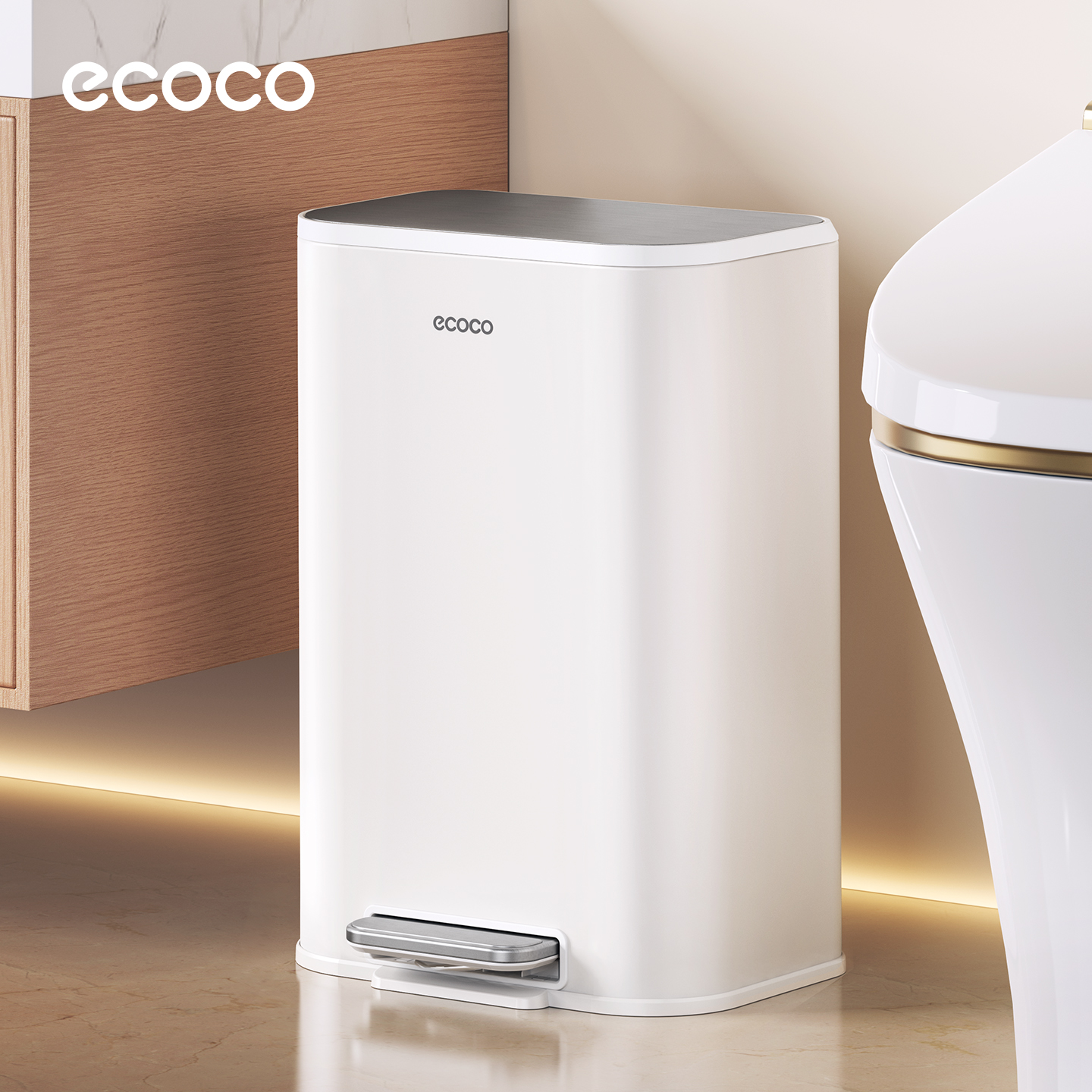 ecoco垃圾桶家用客厅轻奢高档2025新款厨房客厅现代高颜值带盖桶
