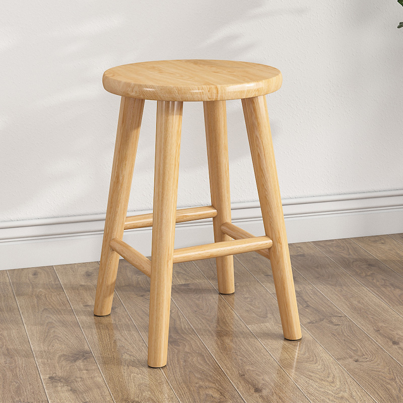 全实木餐桌圆凳高凳子吧台凳子实木板凳家用橡胶木梯凳客厅创意凳