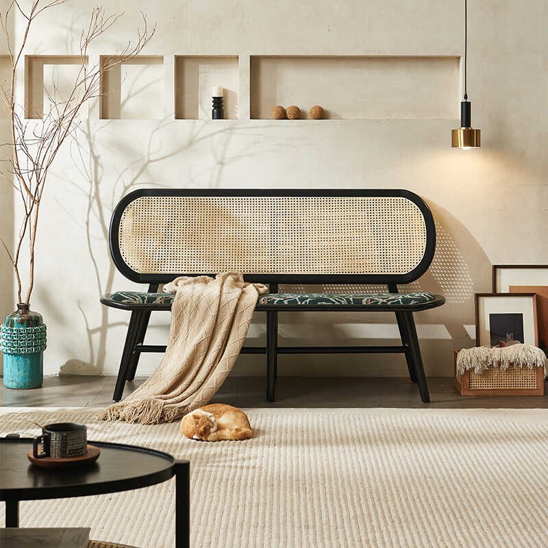 藤椅三件套客厅现代简约室内单人椅白蜡木藤编休闲桌椅藤沙发椅