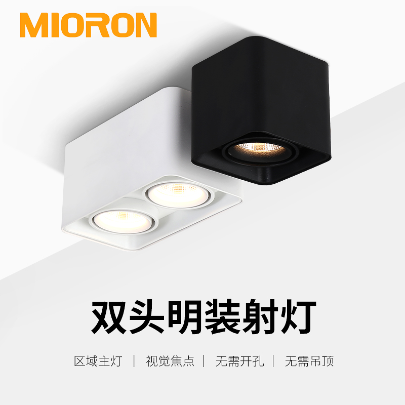 方形双头斗胆灯明装防眩筒灯双头格栅灯客厅无主灯盒子灯吸顶射灯