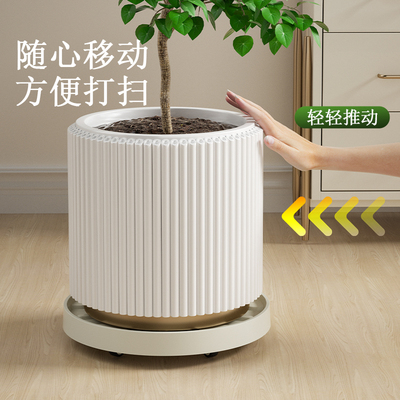 可移动花盆托盘带轮圆形万向轮垫底花盆底座滚轮接水花托盘加厚