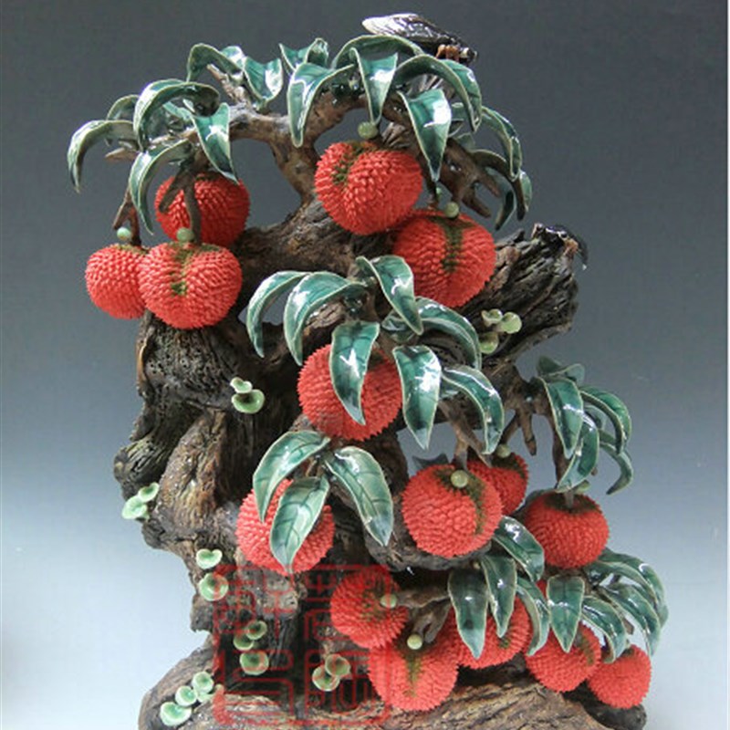 陶瓷工艺品 石湾公仔 荔枝 满堂红 玄关 电视柜