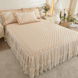 高级感水洗真丝夹棉床裙式 1.5床单床围裙1.8x2.0床套 床罩单件夏季