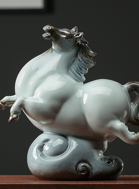 陶瓷手工艺品摆件动物马装饰品客厅博古架办公室桌面摆设节日送礼