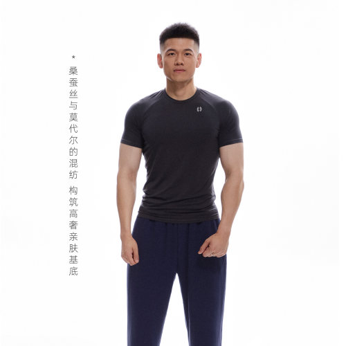 茧动桑蚕丝莫代尔紧身训练短袖